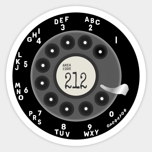 Rotary Dial Phone NYC 212 Area Code Sticker by Lyrical Parser